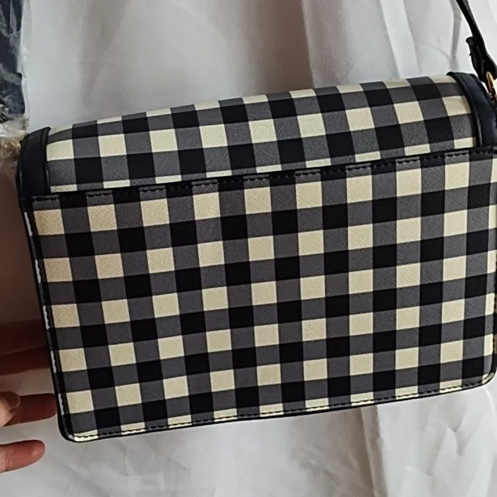 Draper James Black and White Gingham Crossbody Bag - Picture 6 of 9